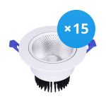 Multipack 15x Bright Choice LED Downlight Round Tiltable 12W 960lm 60D - 930 Warm White | 110mm - Cutout 90mm - UGR <19